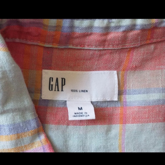 GAP Oversized 100% Linen Long Sleeved Button Up
Tunic Shirt Top PLAID Medium EUC - Picture 5 of 5